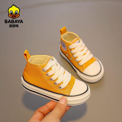 BABAYA Shoes 1-3-year-old canvas shoes Boy white shoes Learn Step Shoes Swiping Shoes Casual Shoe Shoes Soft Fave