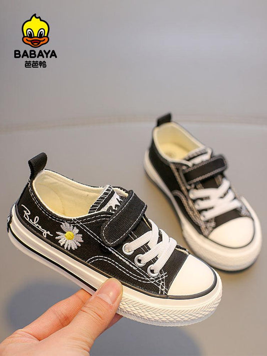 BABAYA children's canvas shoes small daisy girl shoes net red shoes, boy cloth shoes board shoes 2023 spring and autumn new