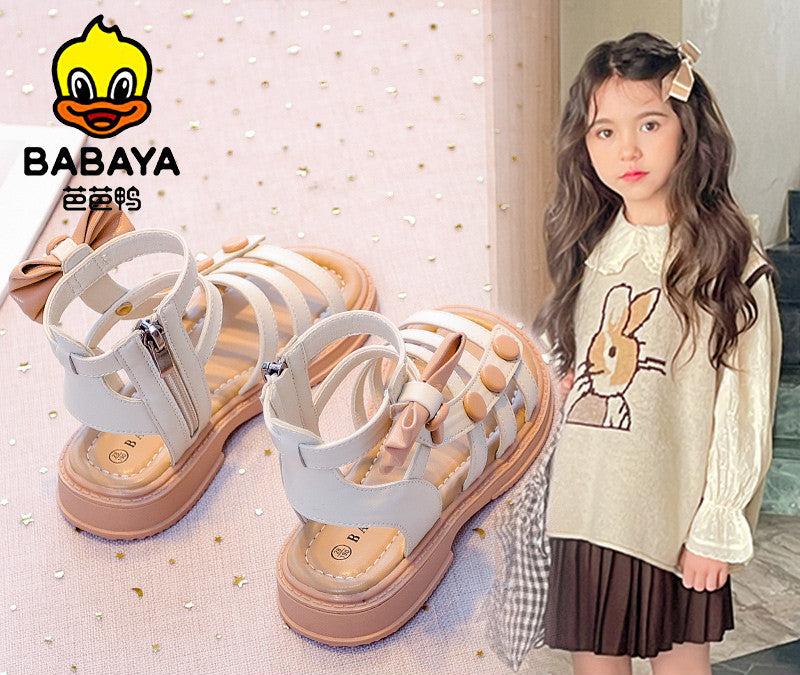 BABAYA girl sandals high -top Roman shoes 2023 summer new princess shoe exposed beach shoes breathable shoes