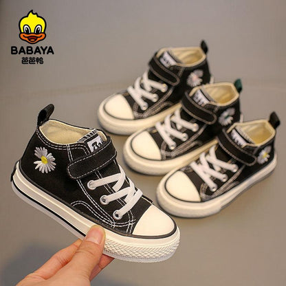 BABAYA children's canvas shoes, small daisy shoe high -top shoes, boys shoes, girl cloth shoes 2023 spring new