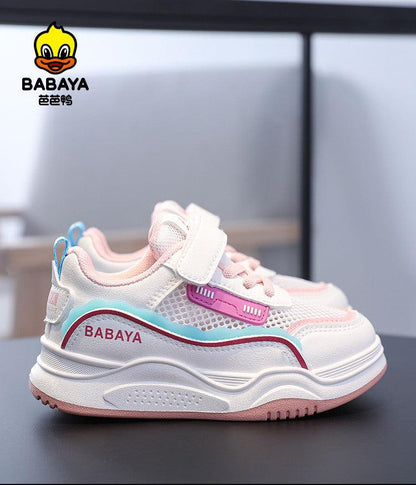 BABAYA girl shoes 2023 new spring and autumn children's small white shoes net sports shoes boys board shoes breathable summer