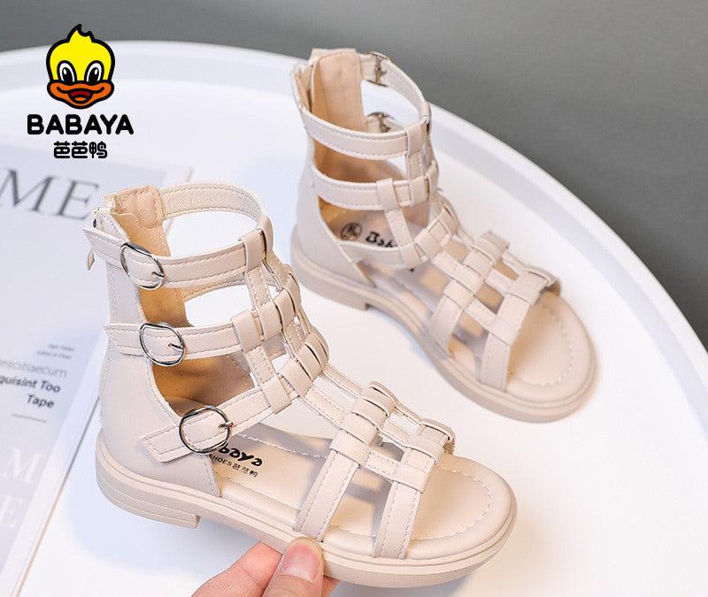 BABAYA children sandals girl casual shoes 2023 summer new fashion Roman princess shoes open -toed high -top sandals