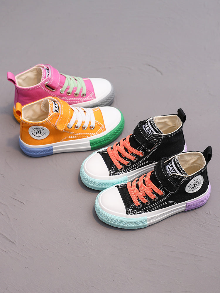 BABAYA children's shoes children's high -top canvas shoes boys casual shoes 2023 spring new girl cloth shoes breathable board shoes