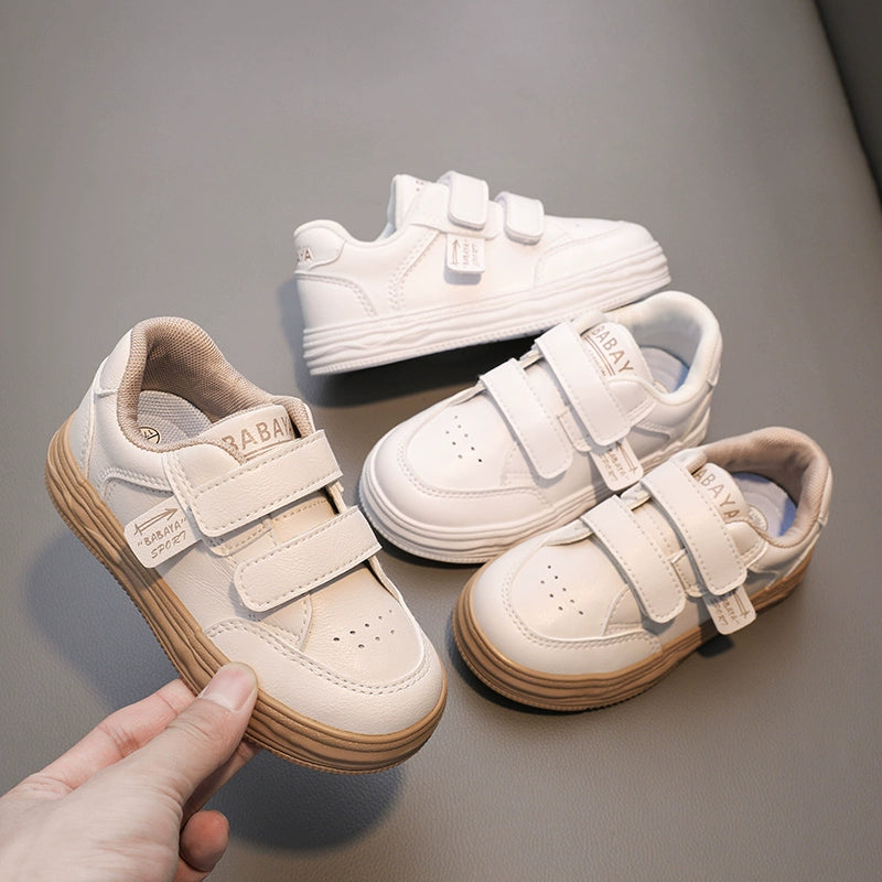 BABAYA children's small white shoes girl breathable shoes 2023 autumn new boys board shoes fashion sports shoes