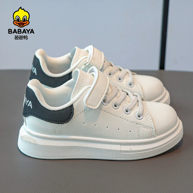 Baba Duck Children McQueen White Shoes Girl Shoes 2023 Autumn New Boys Shoes White Board Sneakers sneakers