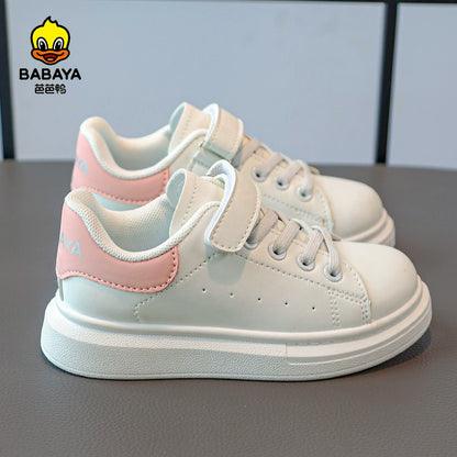 Baba Duck Children McQueen White Shoes Girl Shoes 2023 Autumn New Boys Shoes White Board Sneakers sneakers