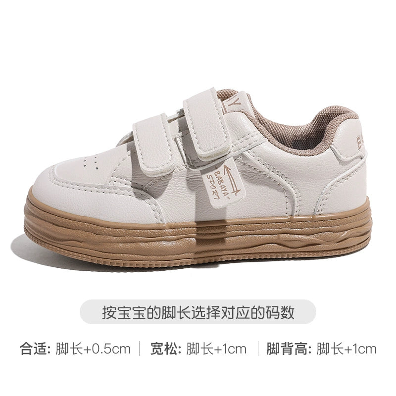 BABAYA children's small white shoes girl breathable shoes 2023 autumn new boys board shoes fashion sports shoes