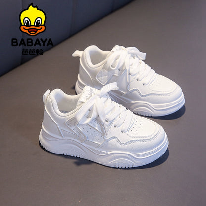 BABAYA children's small white shoes girl shoes 2023 autumn new boys board shoes anti -slip sports shoes baby shoes