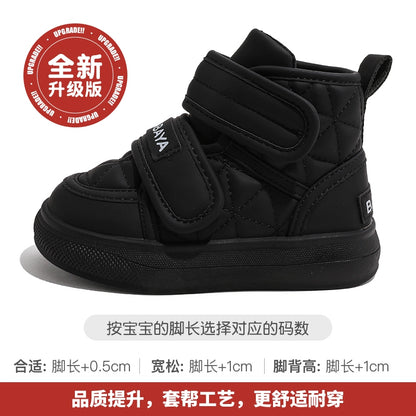 BABAYA children's snow boots girls plus velvet boots 2023 winter new boys two cotton shoes baby interior shoes