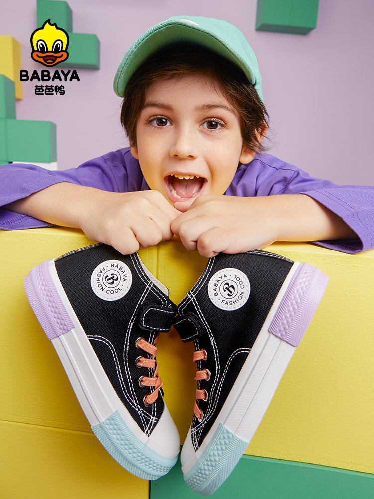 BABAYA children's shoes children's high -top canvas shoes boys casual shoes 2023 spring new girl cloth shoes breathable board shoes