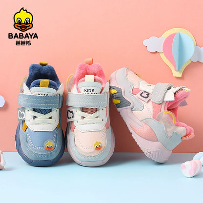 BABAYA children's function shoes boys' baby shoes girls footwear shoes plus velvet cotton shoes sports shoes autumn and winter new models