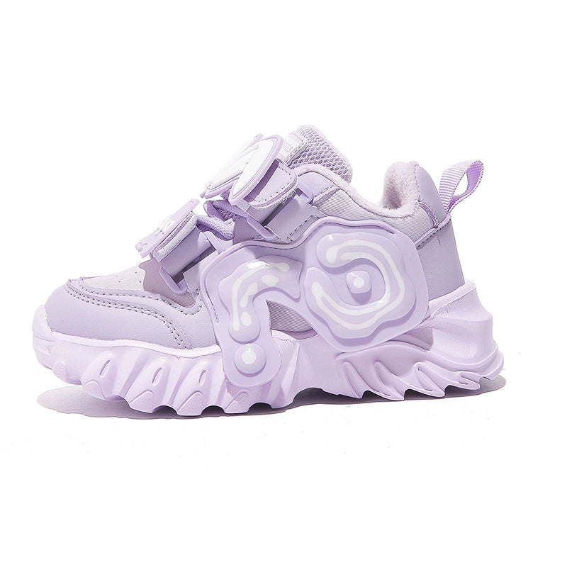 BABAYA children's sports shoes girls Ergang shoes 2023 Winter new girl tidal shoes and fleece shoes, daddy shoes