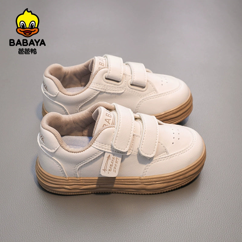 BABAYA children's small white shoes girl breathable shoes 2023 autumn new boys board shoes fashion sports shoes