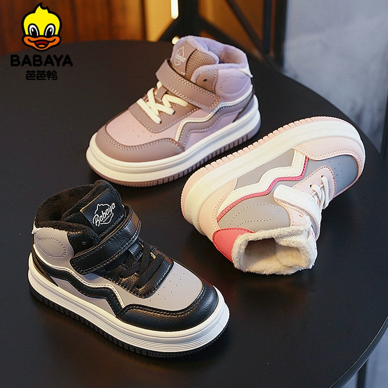 BABAYA children's shoes children's sports shoes girl plus shoe two cotton shoes winter 2023 new autumn boys winter shoes