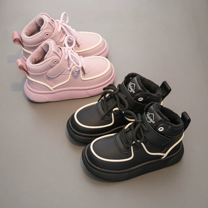 BABAYA children's cotton shoes girls plus velvet shoes 2023 winter new boys Ernong casual shoes heating shoes