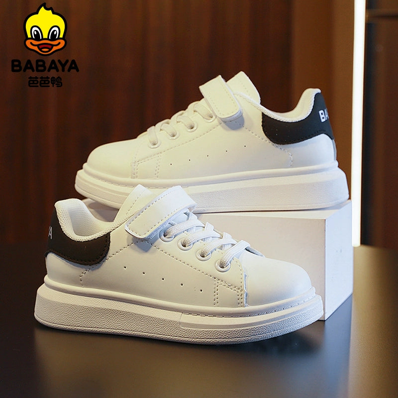 Baba Duck Children McQueen White Shoes Girl Shoes 2023 Autumn New Boys Shoes White Board Sneakers sneakers