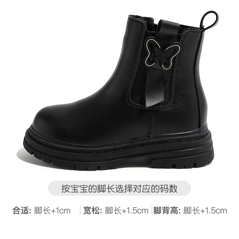 BABAYA children Martin boots girls with velvet boots 2023 winter new two cotton shoes girl smoke tube leather shoes