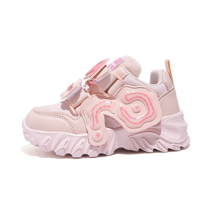 BABAYA children's sports shoes girls Ergang shoes 2023 Winter new girl tidal shoes and fleece shoes, daddy shoes