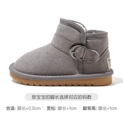 BABAYA children's snow boots girl short boots big cotton shoes 2023 winter new boys snow cotton warm boots