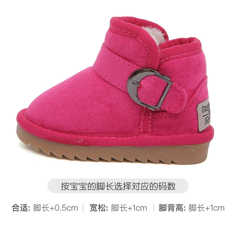 BABAYA children's snow boots girl short boots big cotton shoes 2023 winter new boys snow cotton warm boots