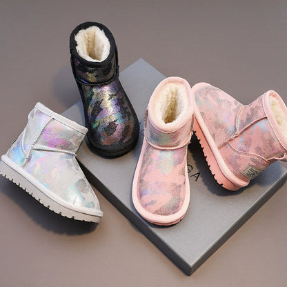 BABAYA children's snow boots girl snow cotton shoes 2023 winter new thickened big cotton shoes non -slip Zhongda children