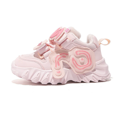 BABAYA children's sports shoes girls Ergang shoes 2023 Winter new girl tidal shoes and fleece shoes, daddy shoes