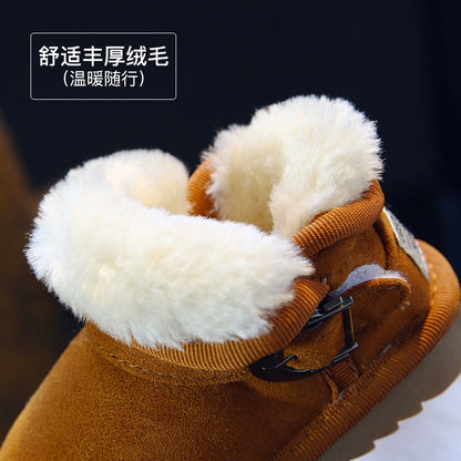 BABAYA children's snow boots girl short boots big cotton shoes 2023 winter new boys snow cotton warm boots