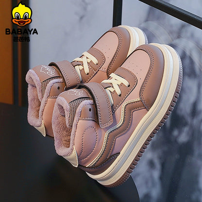 BABAYA children's shoes children's sports shoes girl plus shoe two cotton shoes winter 2023 new autumn boys winter shoes