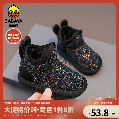 BABAYA children's snow boots baby shoes cotton boots 2023 Winter new girl winter shoes thickened and velvet boots