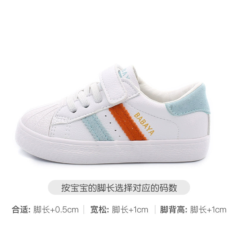 BABAYA children's small white shoes boys kindergarten white sports shoes 2023 autumn new girl shoes