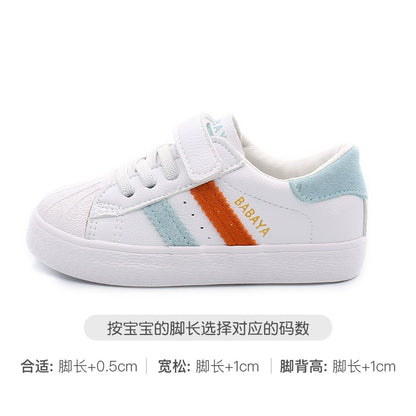 BABAYA children's small white shoes boys kindergarten white sports shoes 2023 autumn new girl shoes