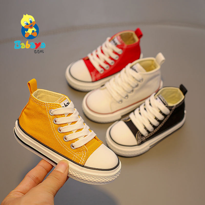 BABAYA Shoes 1-3-year-old canvas shoes Boy white shoes Learn Step Shoes Swiping Shoes Casual Shoe Shoes Soft Fave