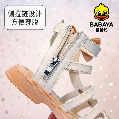 BABAYA girl sandals high -top Roman shoes 2023 summer new princess shoe exposed beach shoes breathable shoes