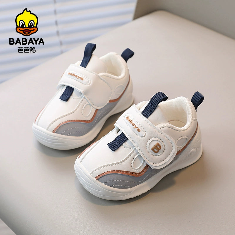 Baba Duck Children's Step Shoes Baby Foot Suit Leisure Shoes 2023 Autumn New Men and Girls' Soft Bottom White Shoes