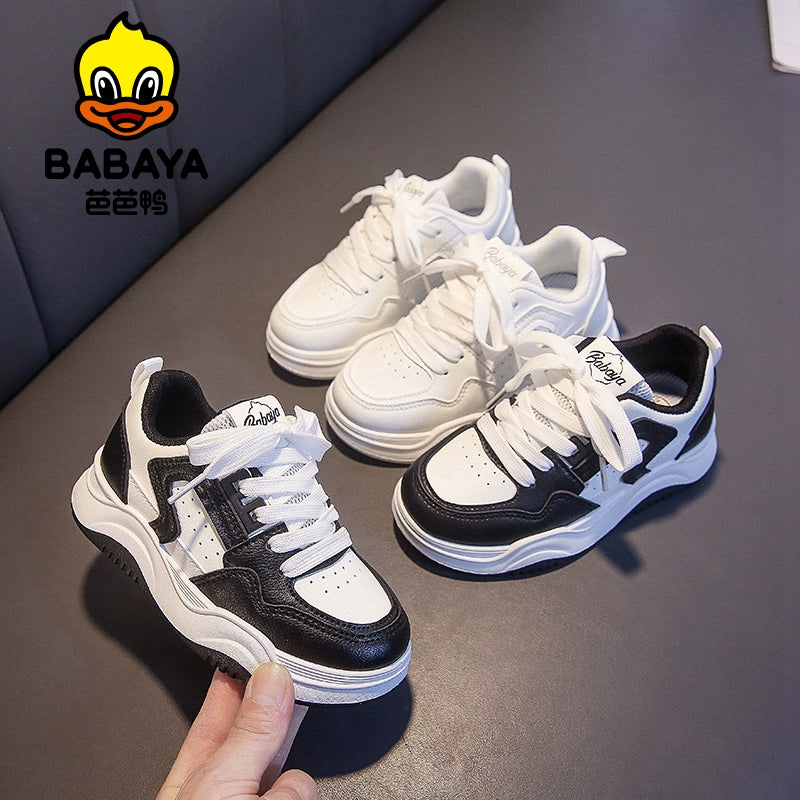 BABAYA children's small white shoes girl shoes 2023 autumn new boys board shoes anti -slip sports shoes baby shoes