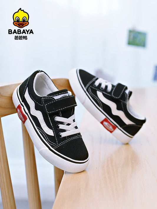 BABAYA children canvas shoes 2023 spring and autumn new small white shoes boys cloth shoes girls board shoes baby shoes Korean version