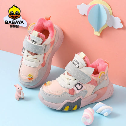 BABAYA children's function shoes boys' baby shoes girls footwear shoes plus velvet cotton shoes sports shoes autumn and winter new models