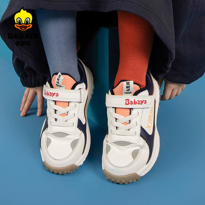 BABAYA children's sports shoes boys plus velvet two cotton shoes 2023 Winter new girl running shoes A -Gump shoes to keep warm