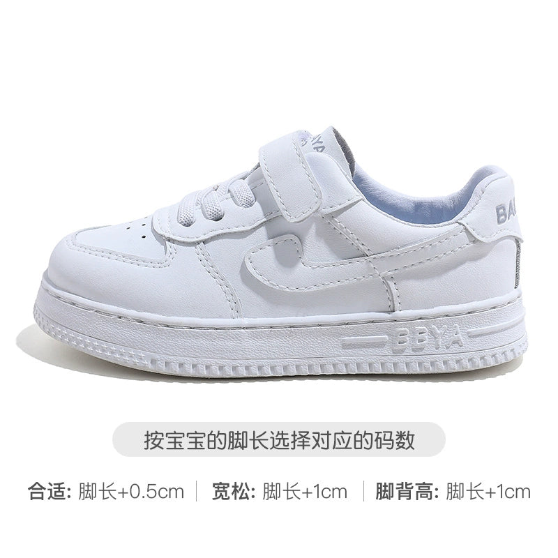 BABAYA children's small white shoes boys kindergarten white sports shoes 2023 autumn new girl shoes