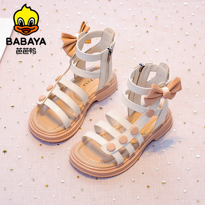 BABAYA girl sandals high -top Roman shoes 2023 summer new princess shoe exposed beach shoes breathable shoes