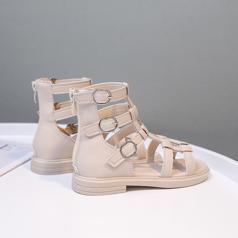 BABAYA children sandals girl casual shoes 2023 summer new fashion Roman princess shoes open -toed high -top sandals