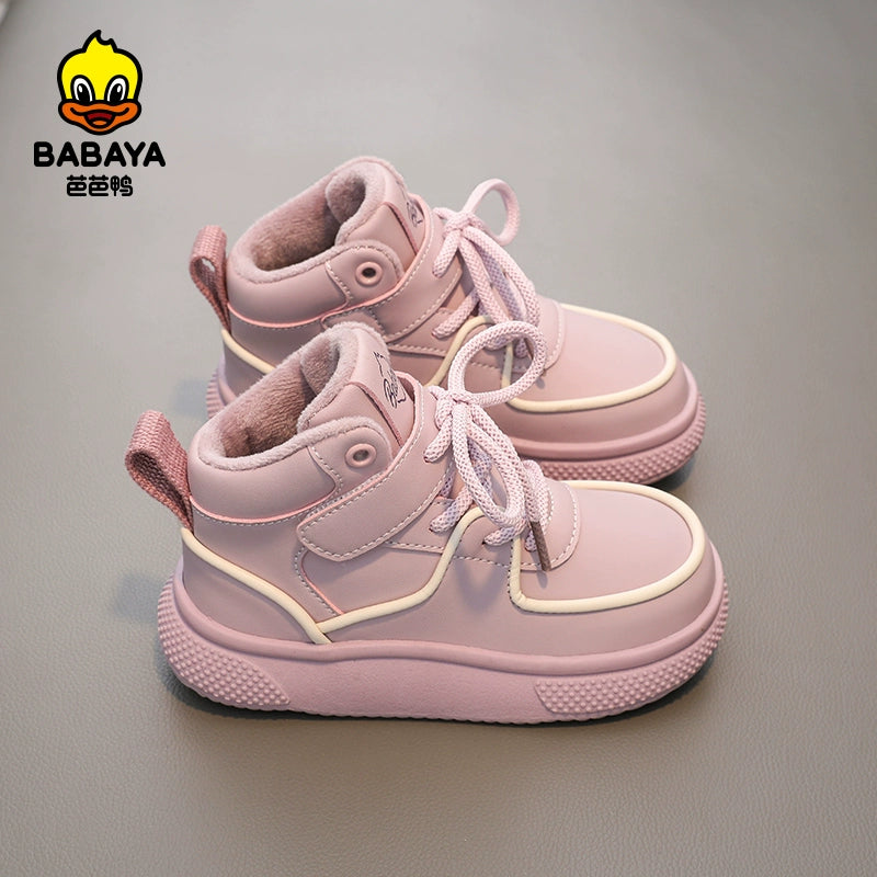 BABAYA children's cotton shoes girls plus velvet shoes 2023 winter new boys Ernong casual shoes heating shoes