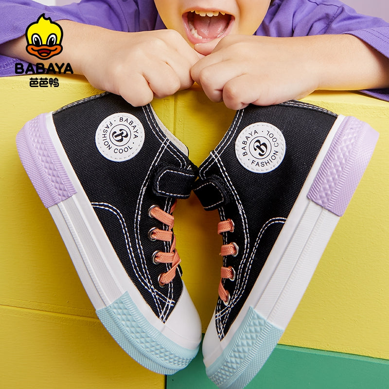 BABAYA children's shoes children's high -top canvas shoes boys casual shoes 2023 spring new girl cloth shoes breathable board shoes