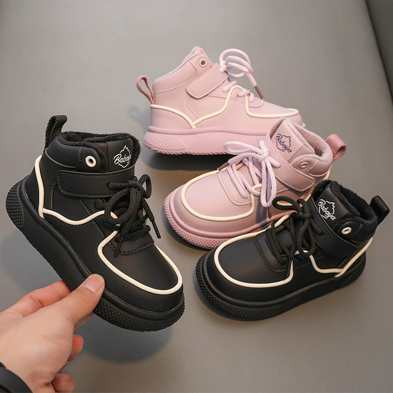 BABAYA children's cotton shoes girls plus velvet shoes 2023 winter new boys Ernong casual shoes heating shoes