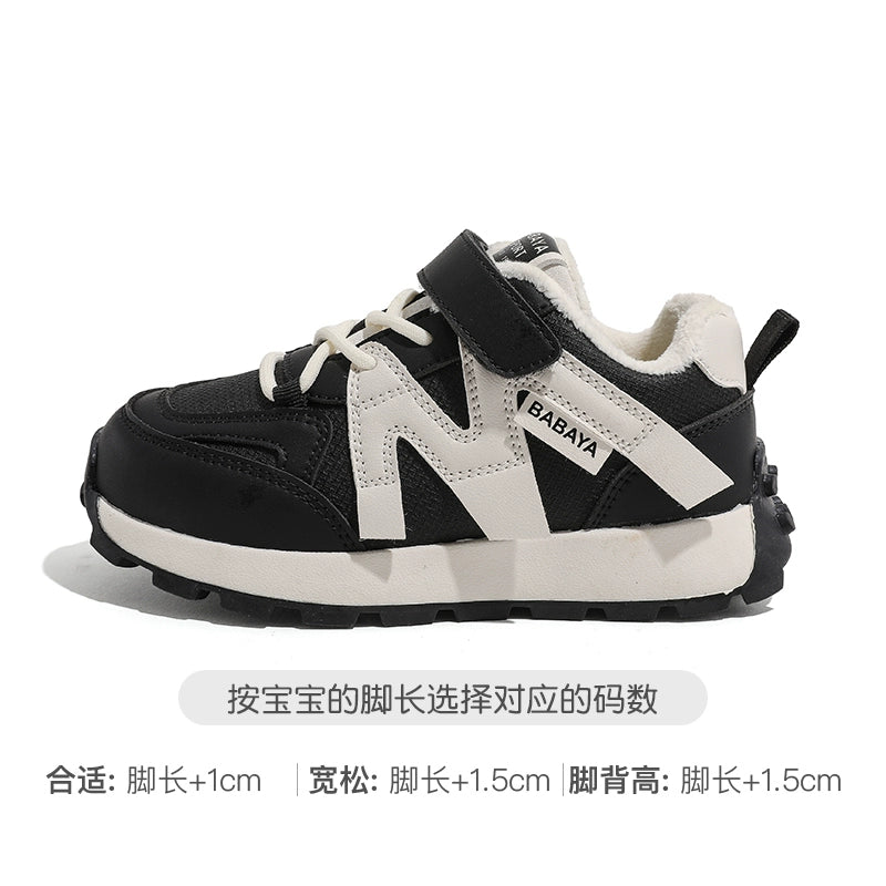 BABAYA children's sports shoes boys plus velvet two cotton shoes 2023 winter new girl warm casual shoes non -slip