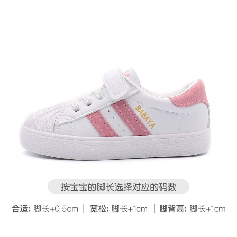 BABAYA children's small white shoes boys kindergarten white sports shoes 2023 autumn new girl shoes