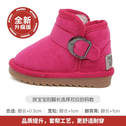 BABAYA children's snow boots girl short boots big cotton shoes 2023 winter new boys snow cotton warm boots