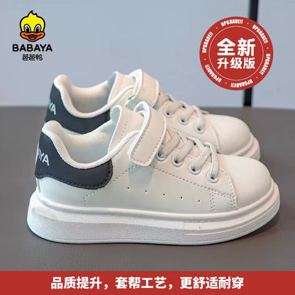 Baba Duck Children McQueen White Shoes Girl Shoes 2023 Autumn New Boys Shoes White Board Sneakers sneakers