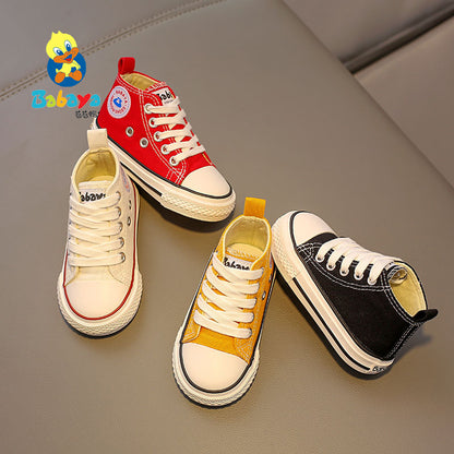 BABAYA Shoes 1-3-year-old canvas shoes Boy white shoes Learn Step Shoes Swiping Shoes Casual Shoe Shoes Soft Fave