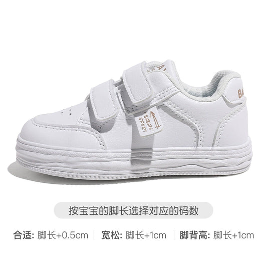 BABAYA children's small white shoes girl breathable shoes 2023 autumn new boys board shoes fashion sports shoes